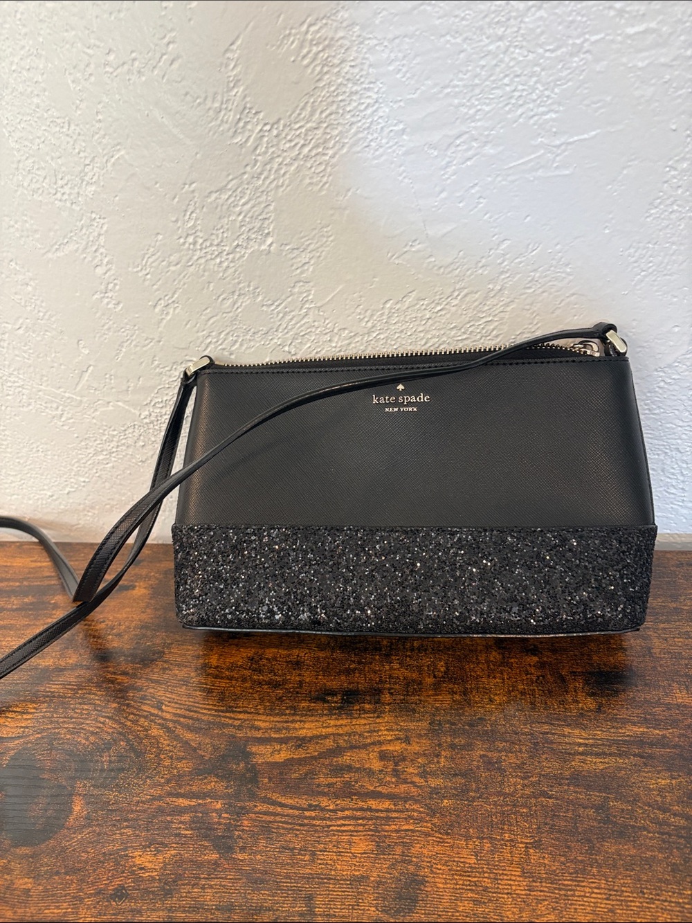 kate spade Black Glitter Trim Crossbody Bag